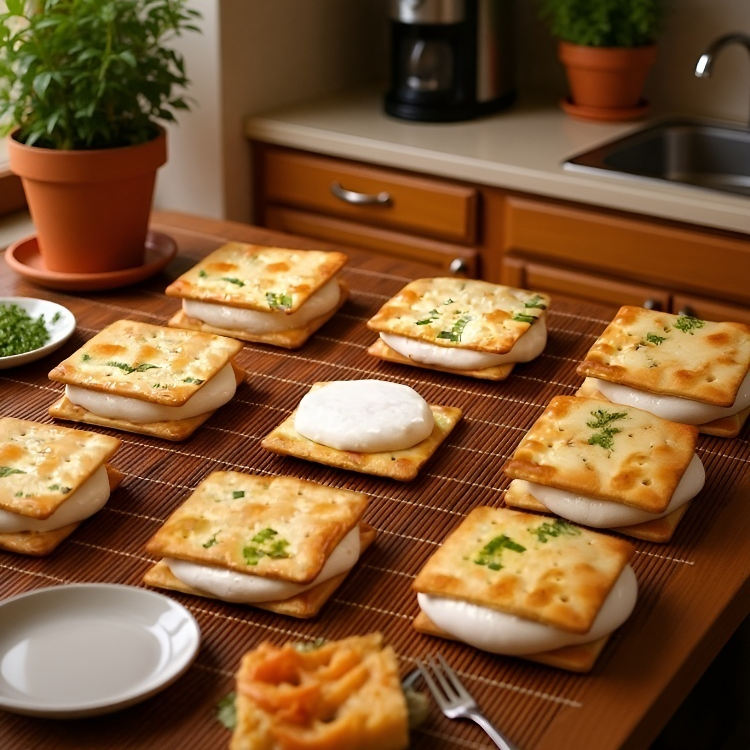 네 가지 맛의 파 누가 샌드위치 쿠키