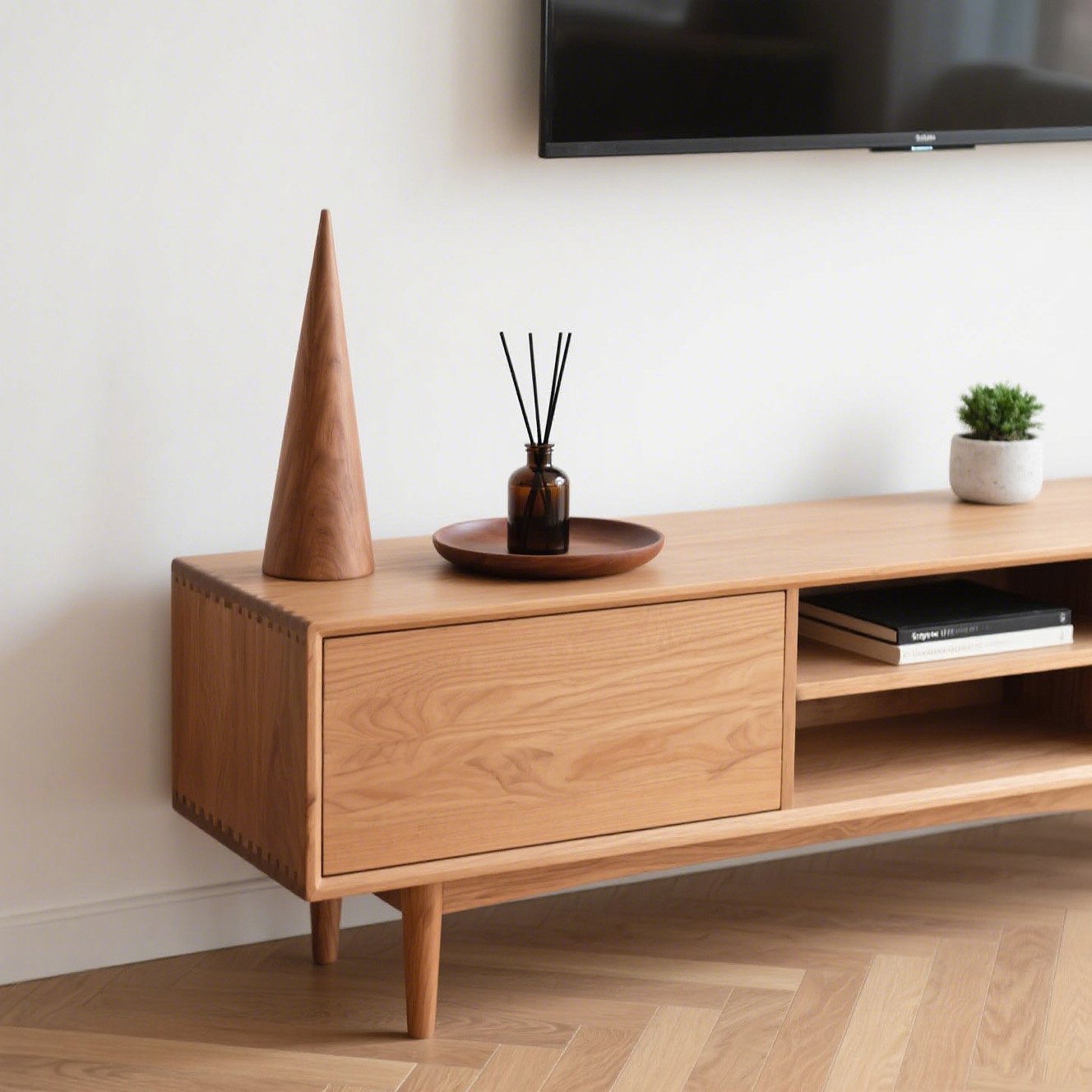 天然木テレビボード正面画像