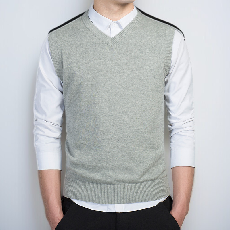 秋と冬のプルオーバーメンズウールセーターカジュアルメンズスリムジャンパーメンズ新しいVノースリーブ男性