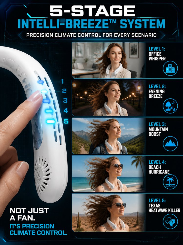 [Wearable Air Conditioner] Cooling Neck Fan — Ultra-Light & Silent