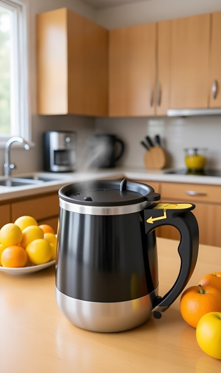 커피를 자동으로 저어주는 머그컵