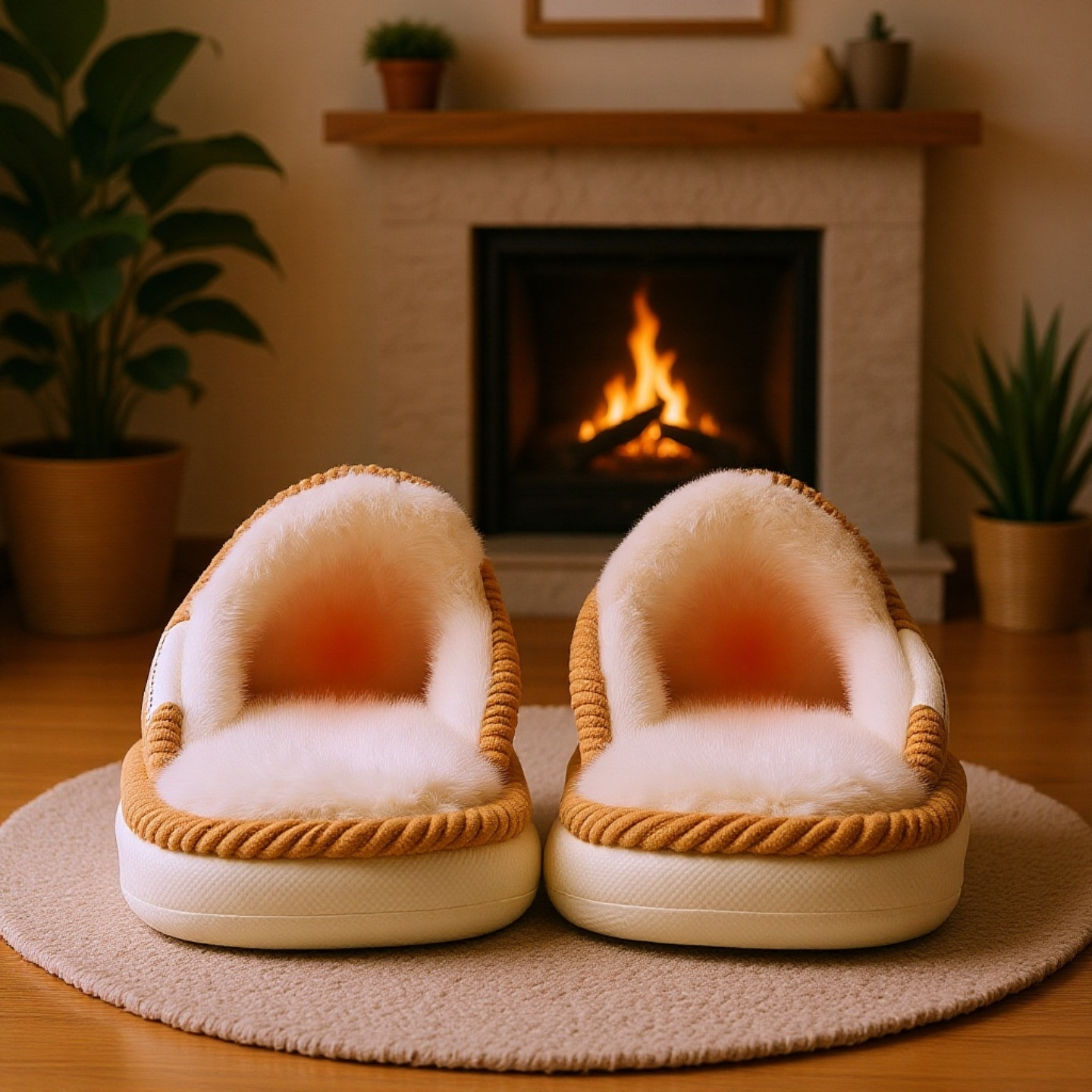 柔らかいコーデュロイ静音滑り止めルームシューズ レディース