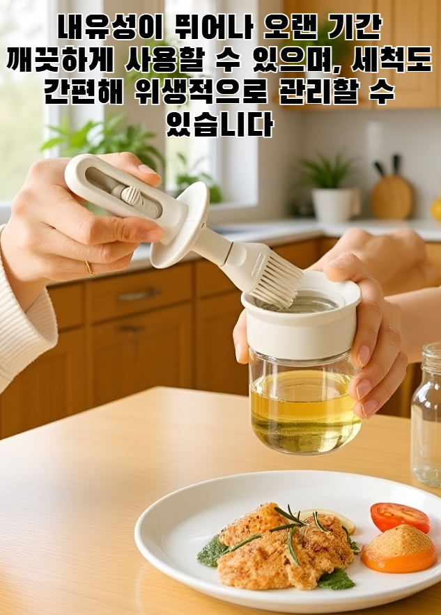 주방에서 사용 중인 오일 브러시 캔