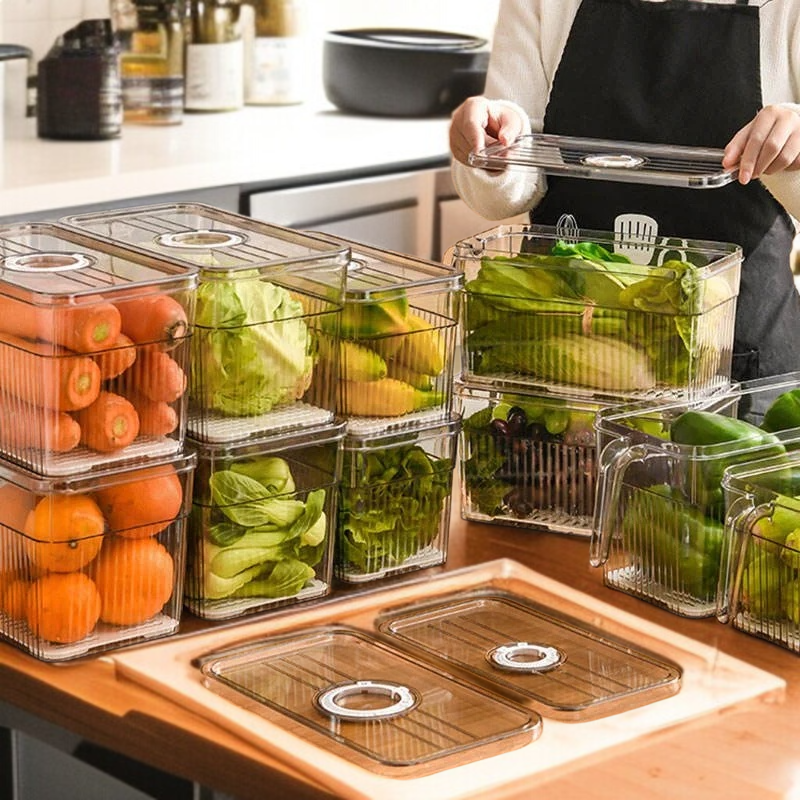 Manufactory Direct Plastic Fridge Storage Container Refrigerator Organizer Box Freezer Drawer Storag