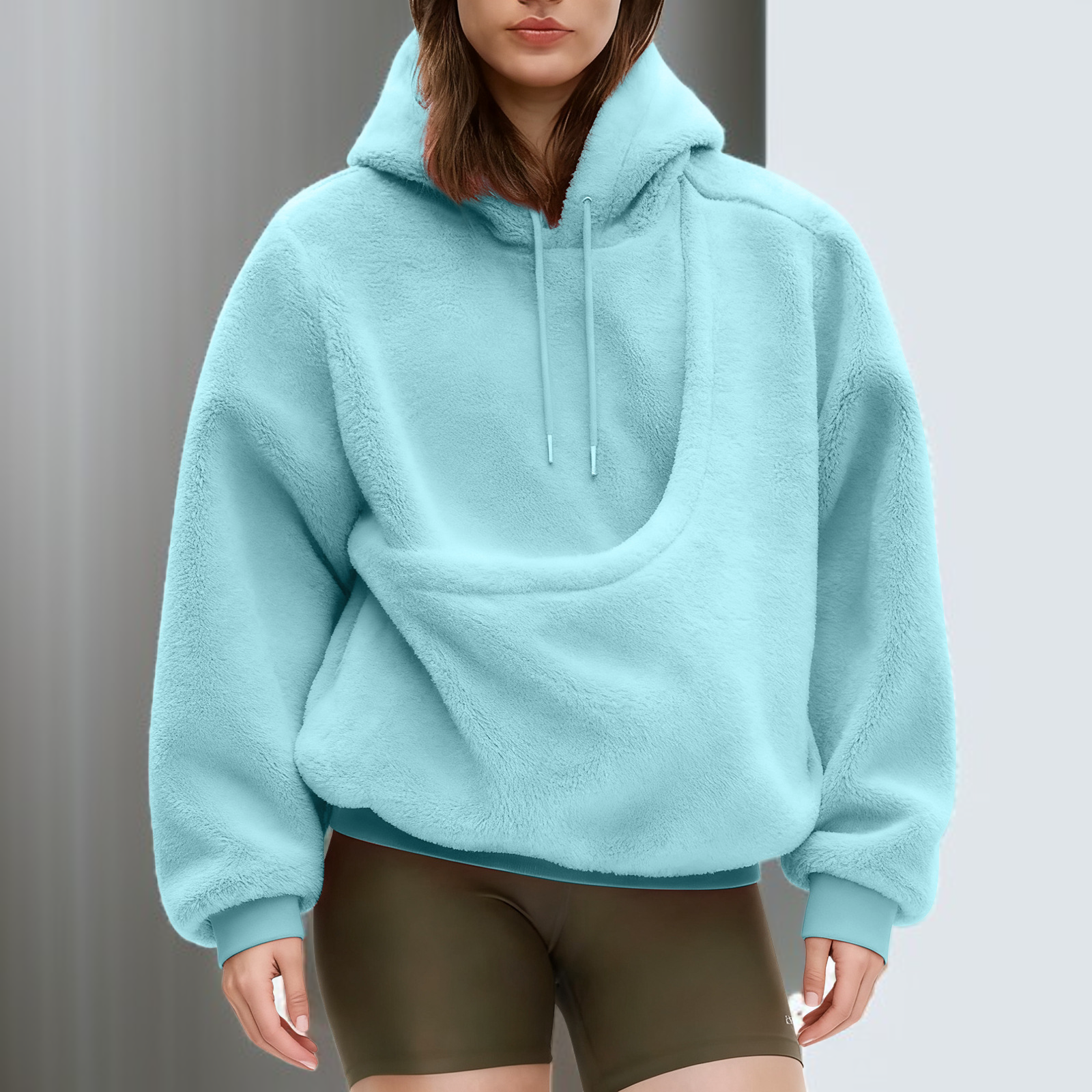 다양한 컬러 여성용 플리스 후드티