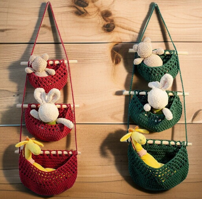 거실 인테리어에 어울리는 망태기 수납