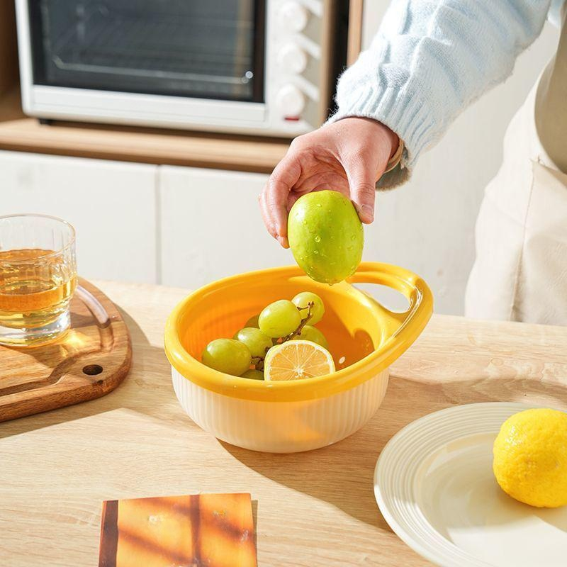  코쿠보 이중 손잡이 채반 바구니 과일 야채 분리 수납