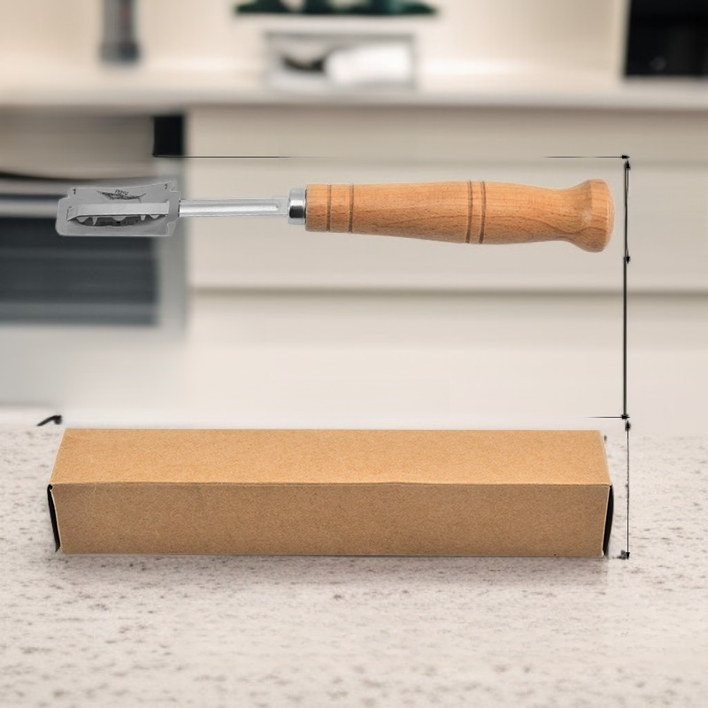 베이킹용 바게트 커터 나무 손잡이 호형 스테인리스 빵 커터