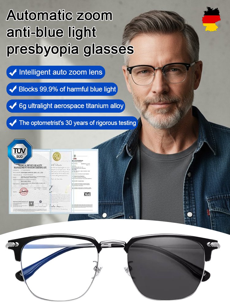 Auto-focus blue light blocking reading glasses