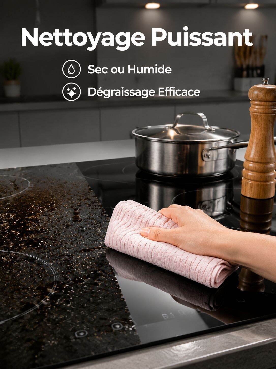 Chiffon épaisse absorbante pour cuisine, lavette à déchirer à sec ou humide