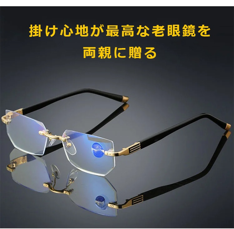 ブルーライトカット老眼鏡の側面デザイン