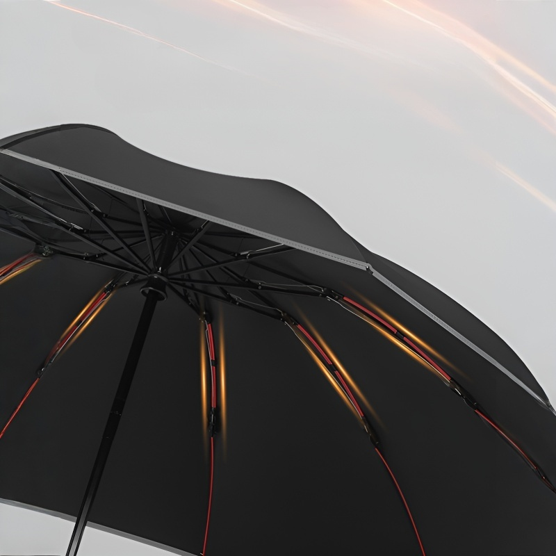 全自動雙龍骨帶反光條黑膠防曬防紫外線晴雨兩用傘