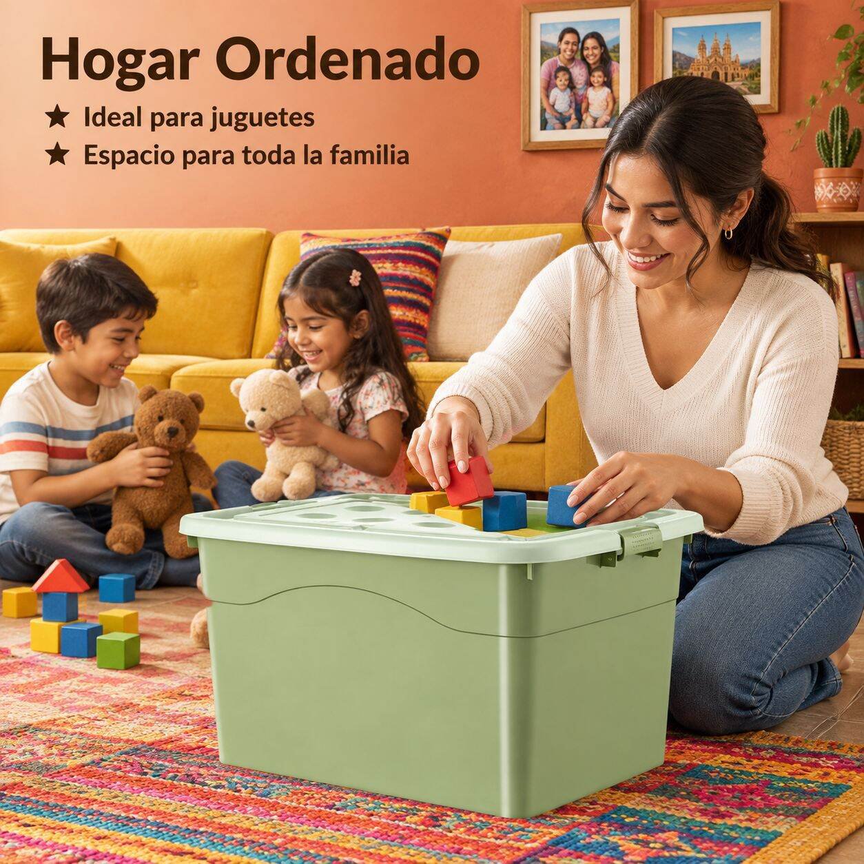 Caja organizadora grande de plástico con ruedas para mantas, juguetes y ropa
