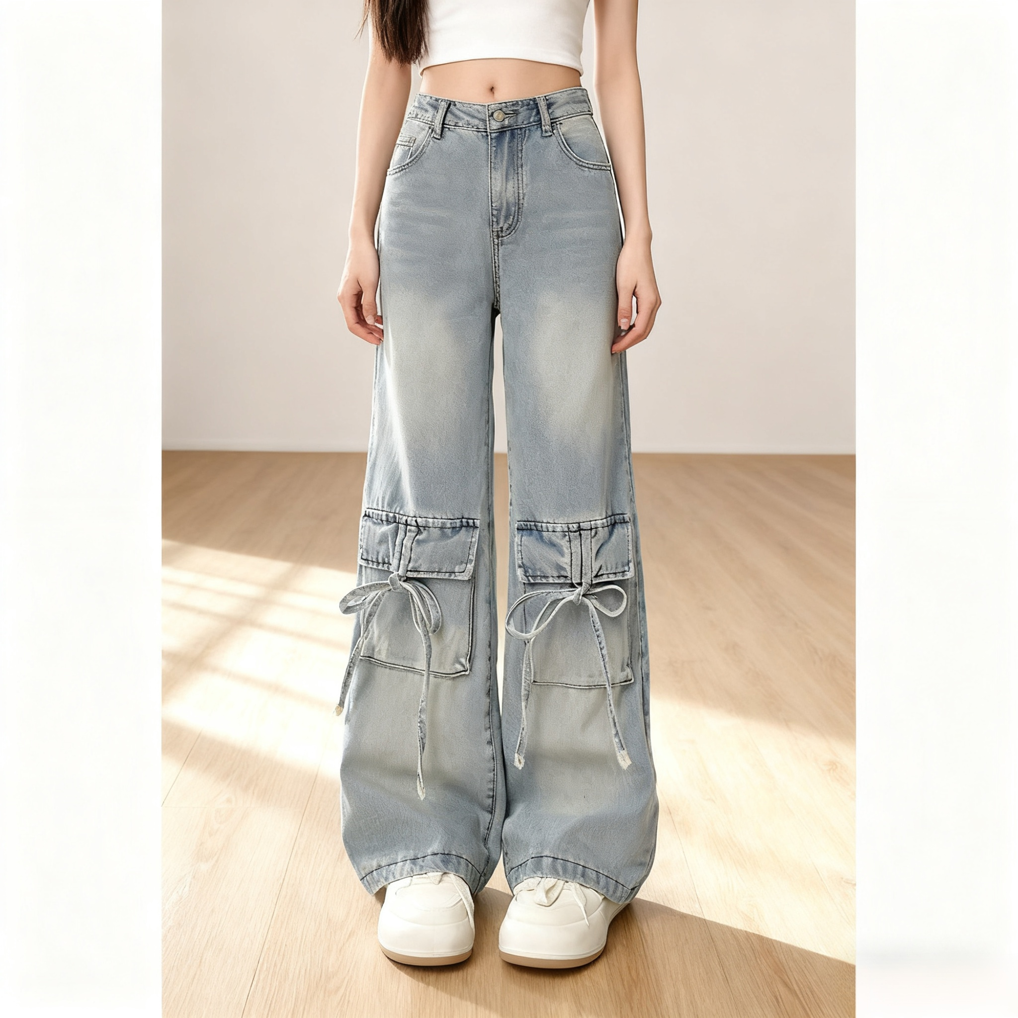 Detailaufnahme der Stickerei auf der Vintage Jeans