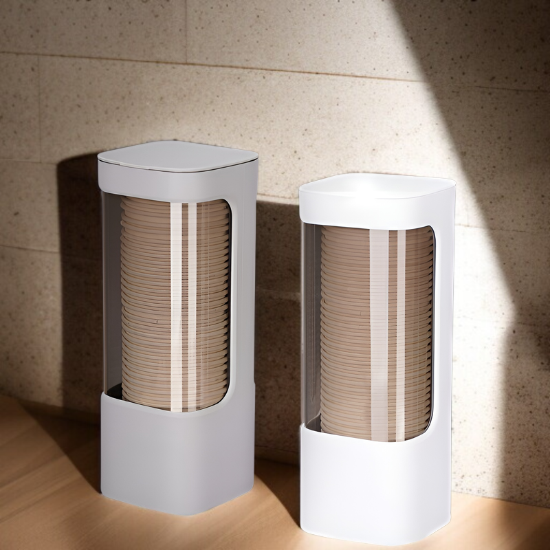 プラスチック使い捨て収納カップラックカップホルダー紙コップディスペンサー防塵ウォーターカップラック壁掛け式ダブルチューブ収納ラック