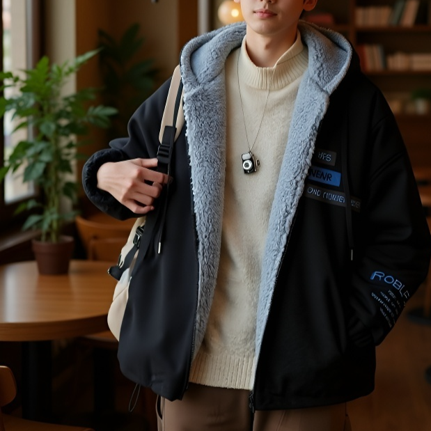 冬用厚手棉服の防寒性を強調