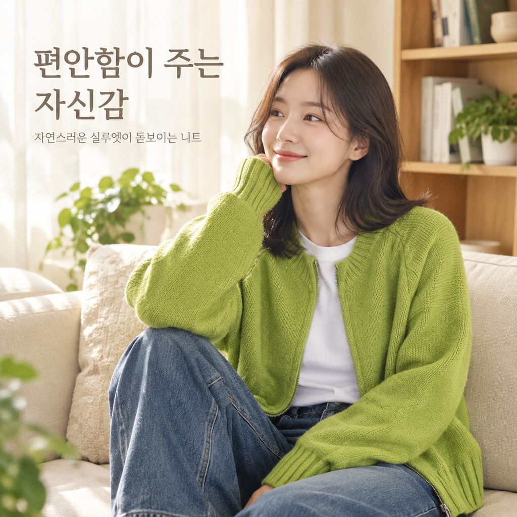 여성용 루즈핏 반팔 니트 스웨터 가디건