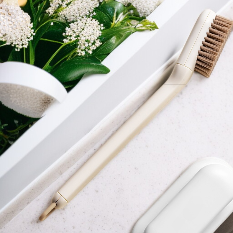 فرشاة أحذية بمقبض طويل وشعيرات ناعمة قابلة للدوران