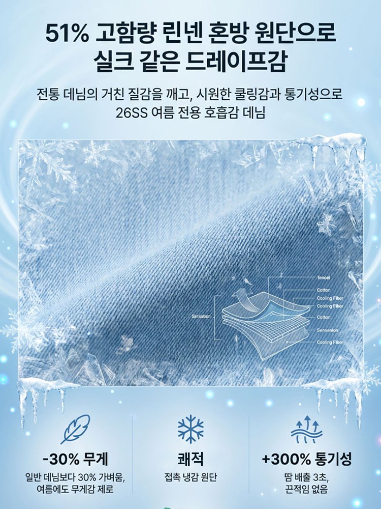 26SS 플리츠 초경량 데님 팬츠