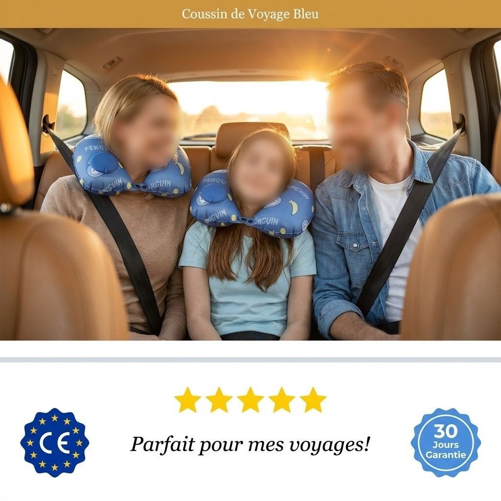 Oreiller de voyage gonflable en forme de U