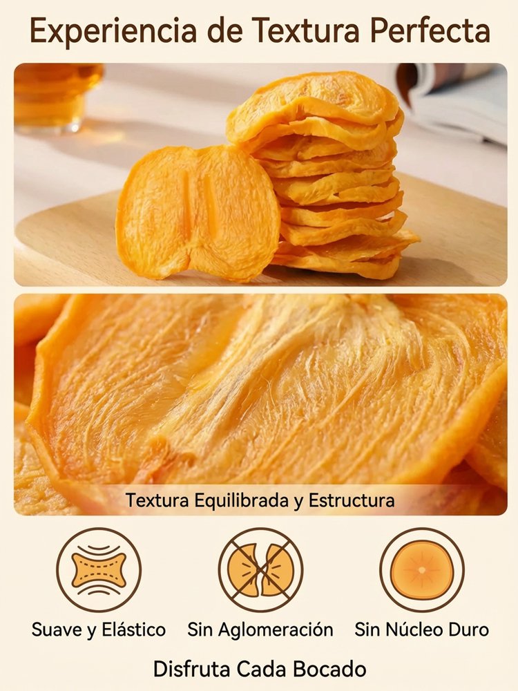 Rodajas de Caqui Seco, Elaboradas con Fruta  Fresca Seleccionada