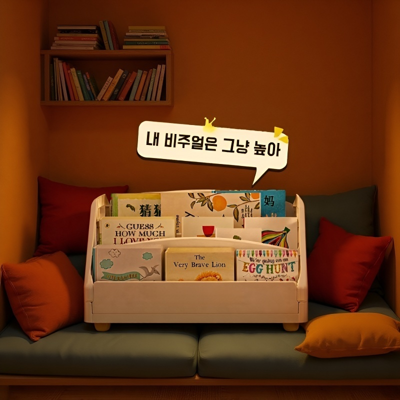 탁상용 대용량 책꽂이 아기 장난감 수납선반 그림책꽂이 유리창선반 실용 대용량 책꽂이