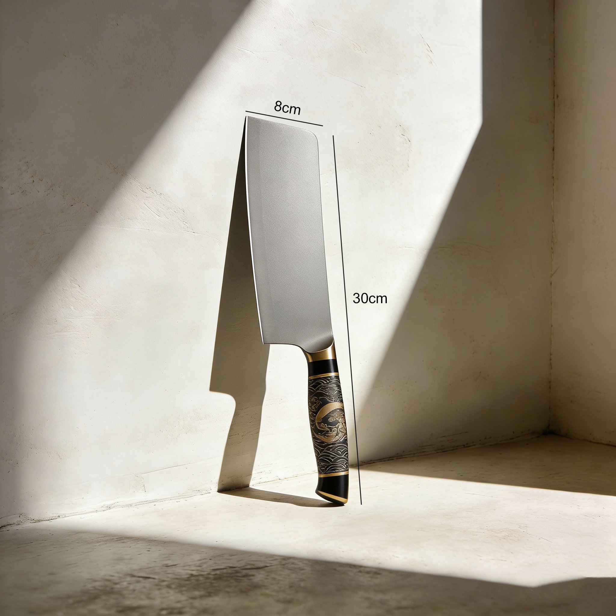 シェフがプロ仕様ナイフで食材をカットする様子