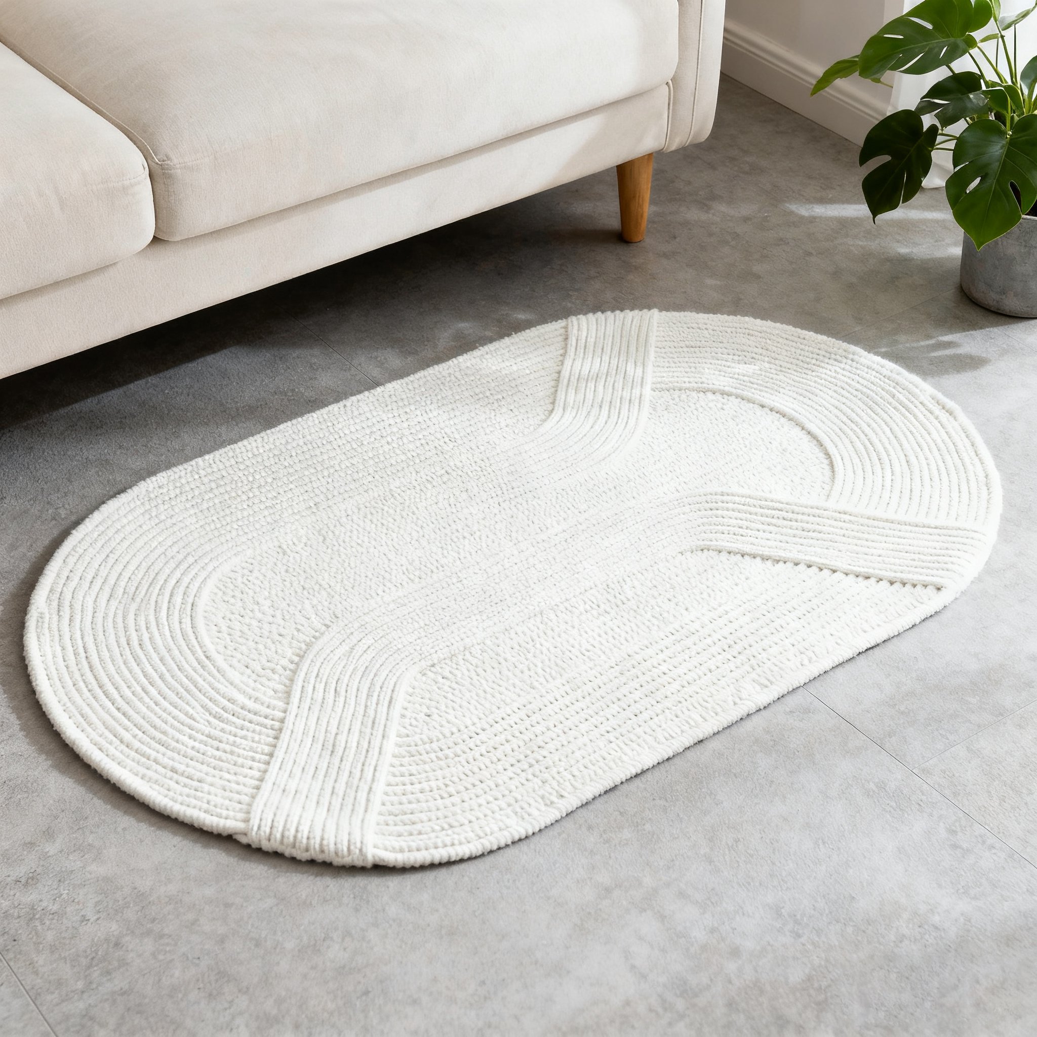 흰색 심플한 짠 카펫