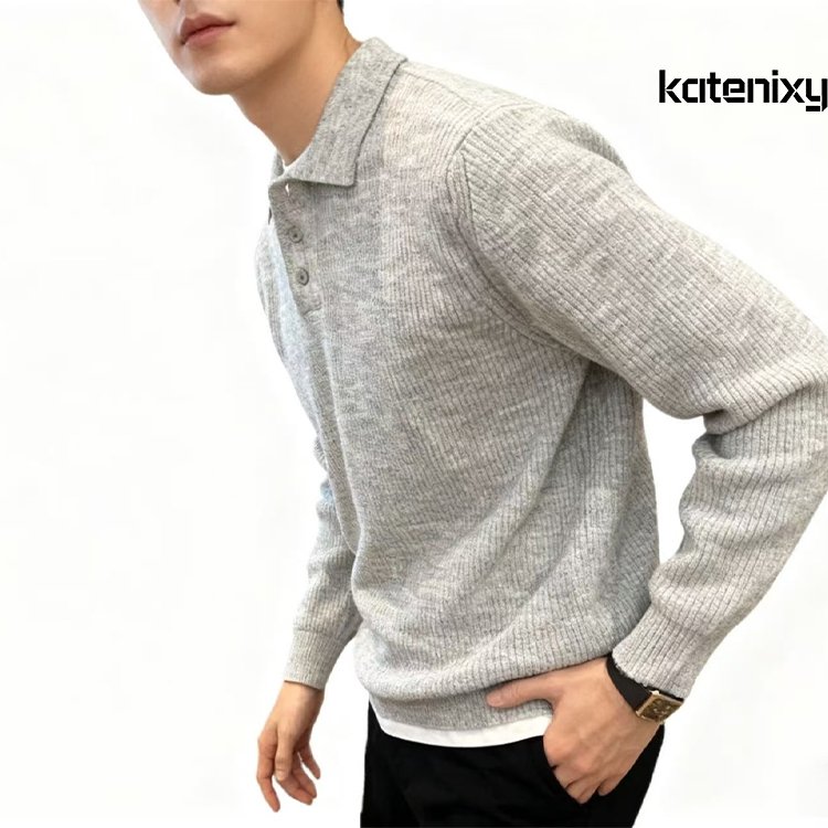 아우터로도 활용 가능한 남성용 심플 솔리드 컬러 니트 스웨터