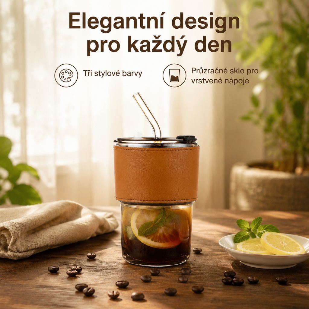 Skleněný pohár se slámkou, bambusové víčko, kreativní domácí pohár na vodu, doporučeno jako dárek