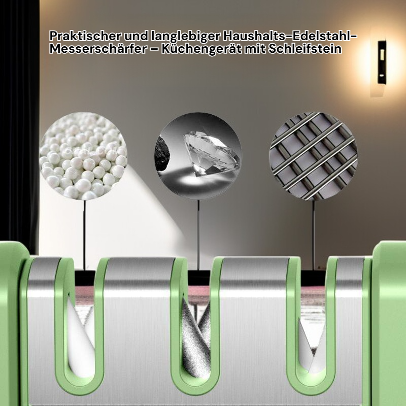Praktischer und langlebiger Haushalts-Edelstahl-Messerschärfer – Küchengerät mit Schleifstein