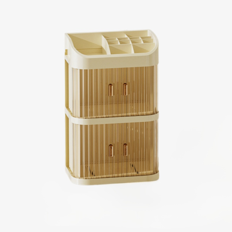 Top view of transparent dustproof makeup organizer