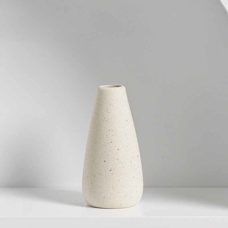 マット仕上げ純白セラミック花瓶 リビング用フラワーベース