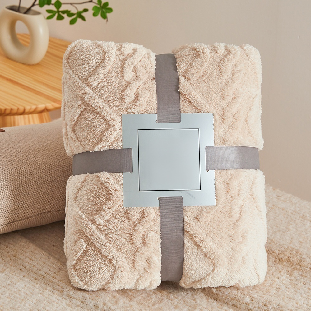 Manta de terciopelo coral AB, doble cara, jacquard de franela