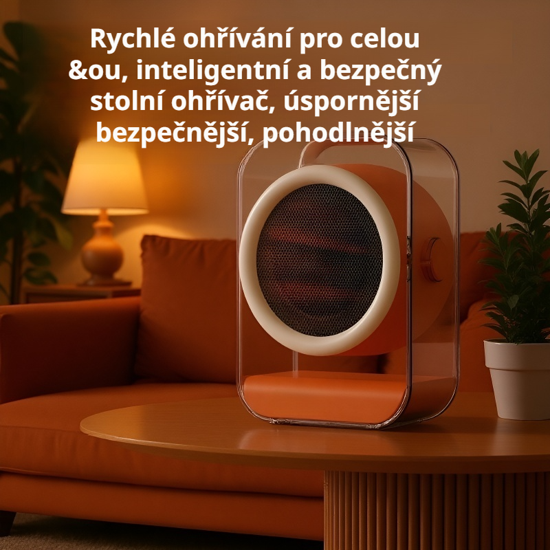 Domácí elektrický topný přístroj s kovovým povrchem, úspora energie, rychlý ohřev