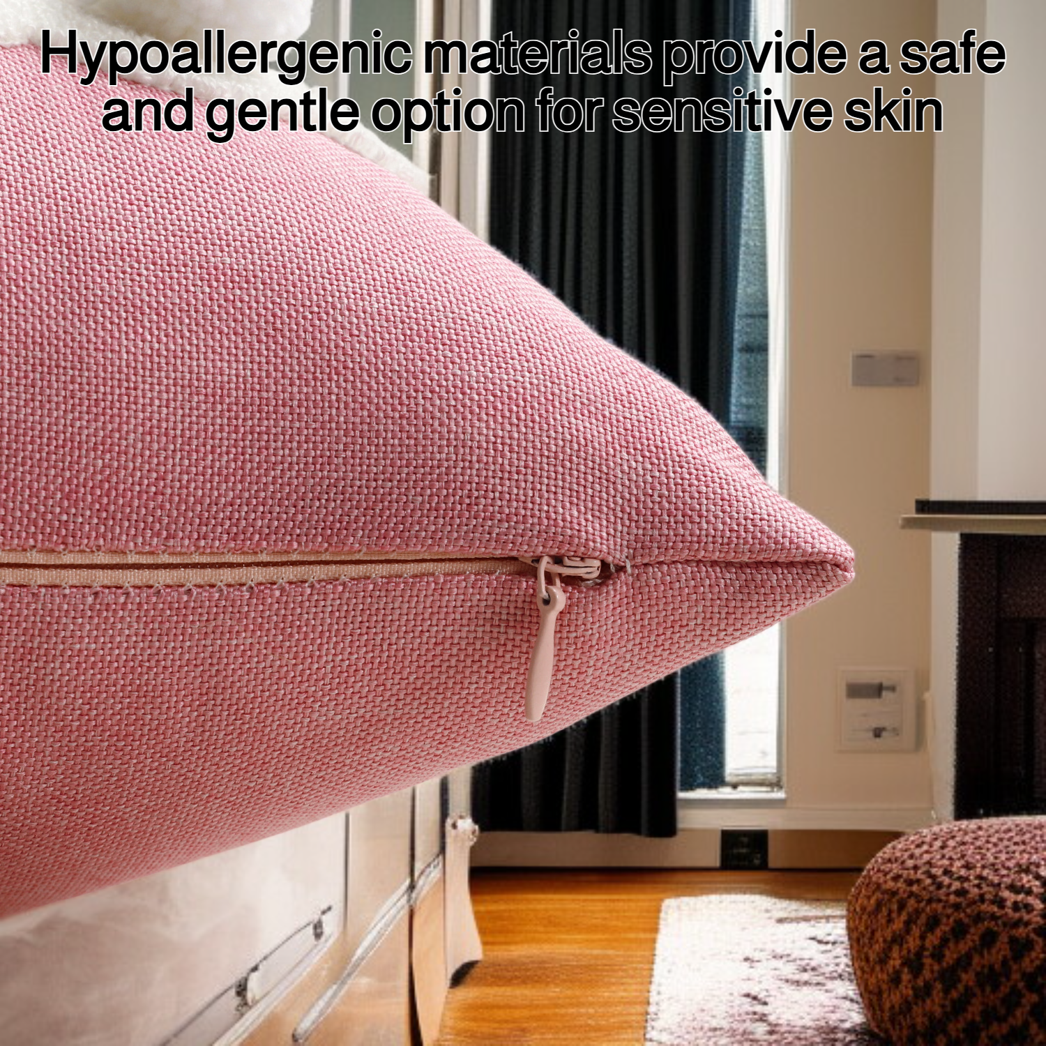 Close-up of elegant embroidery on pillowcase fabric