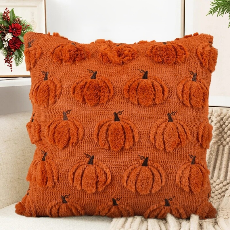 Halloween Pumpkin Ghost Plush Pillow Cover Fun Decor