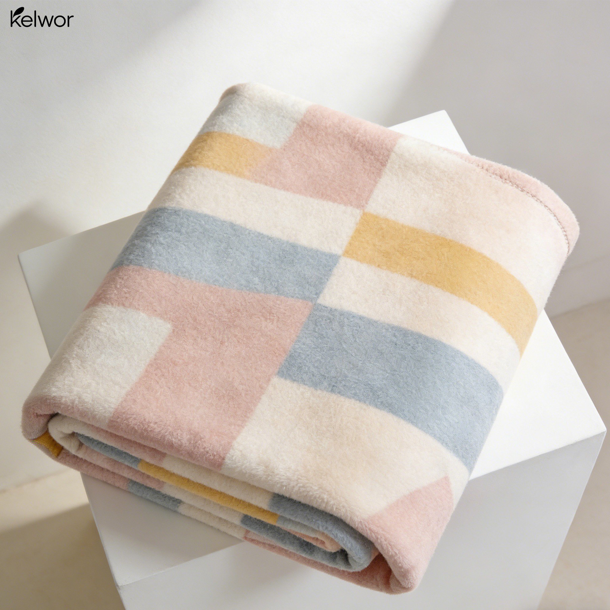 Zbliżenie na miękką strukturę koca