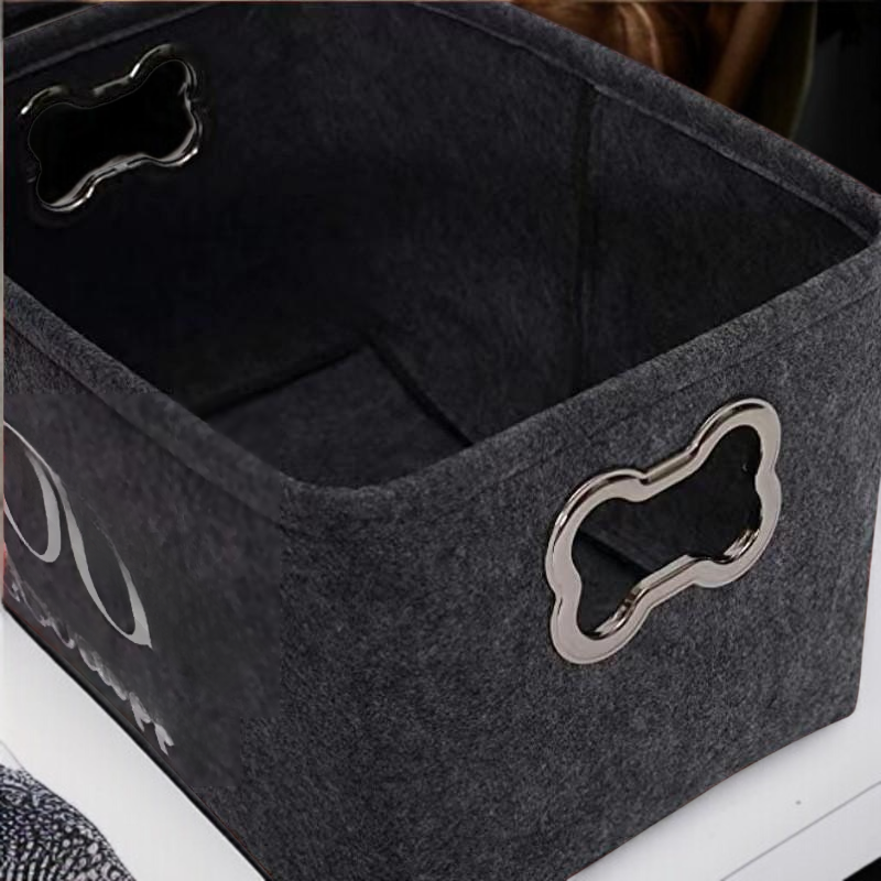 New felt dog toy storage basket foldable wooden handle woven dirty clothes basket storage basket sun