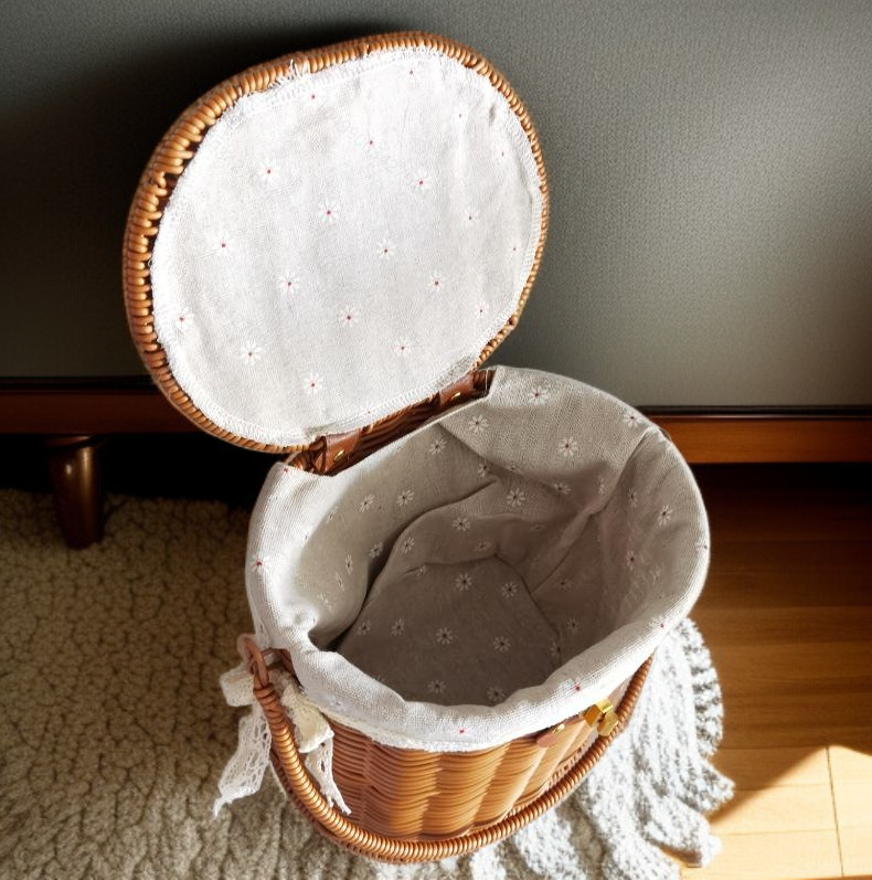 등나무 스트랩 안감 스트랩 덮개 휴대용 수납 바구니