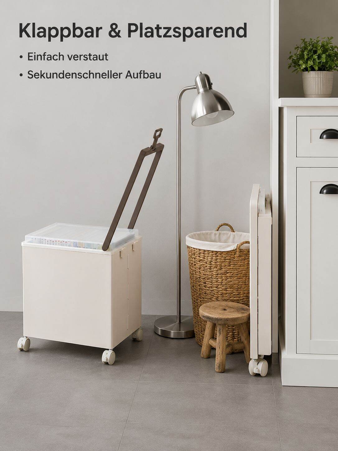 Klappbarer Servierwagen mit Rollen und Deckel, vielseitig einsetzbares Standregal