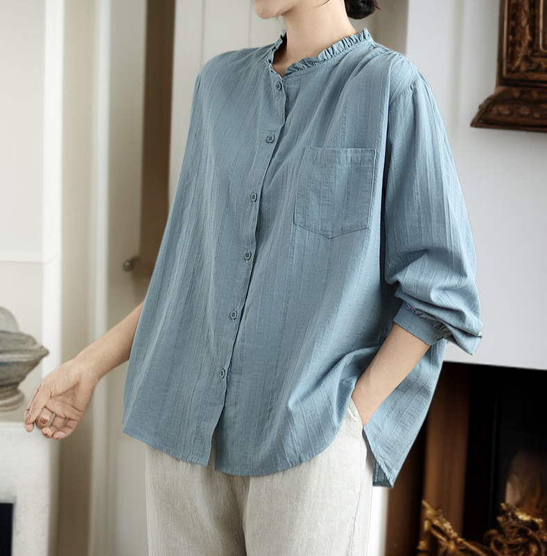 편안한 루즈핏 면 셔츠 여성용