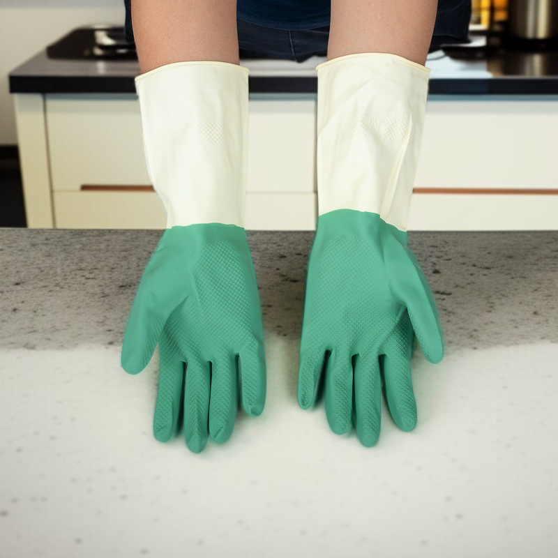 가정용 롱 고무장갑 오염방지두꺼운집안장갑 퓨어 컬러 세탁 주방 설거지 장갑 고무 장갑 세트