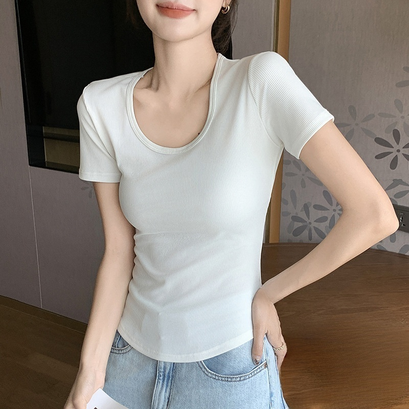 コットン丸首半袖Tシャツ