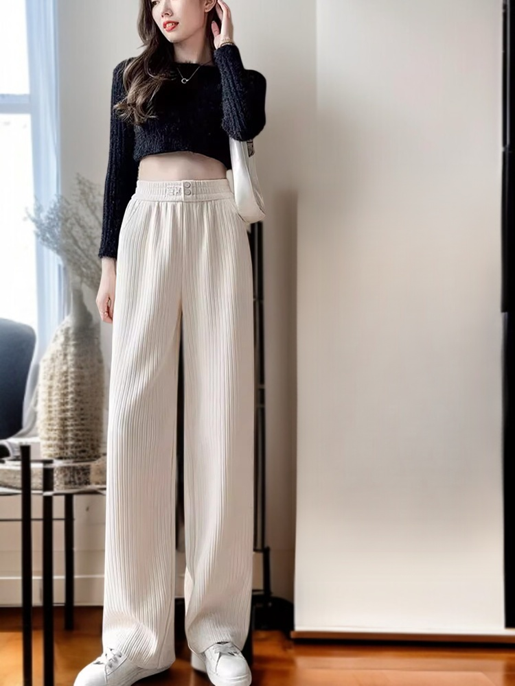 느긋한 슬림 드레이프 셰닐 스트레이트 팬츠