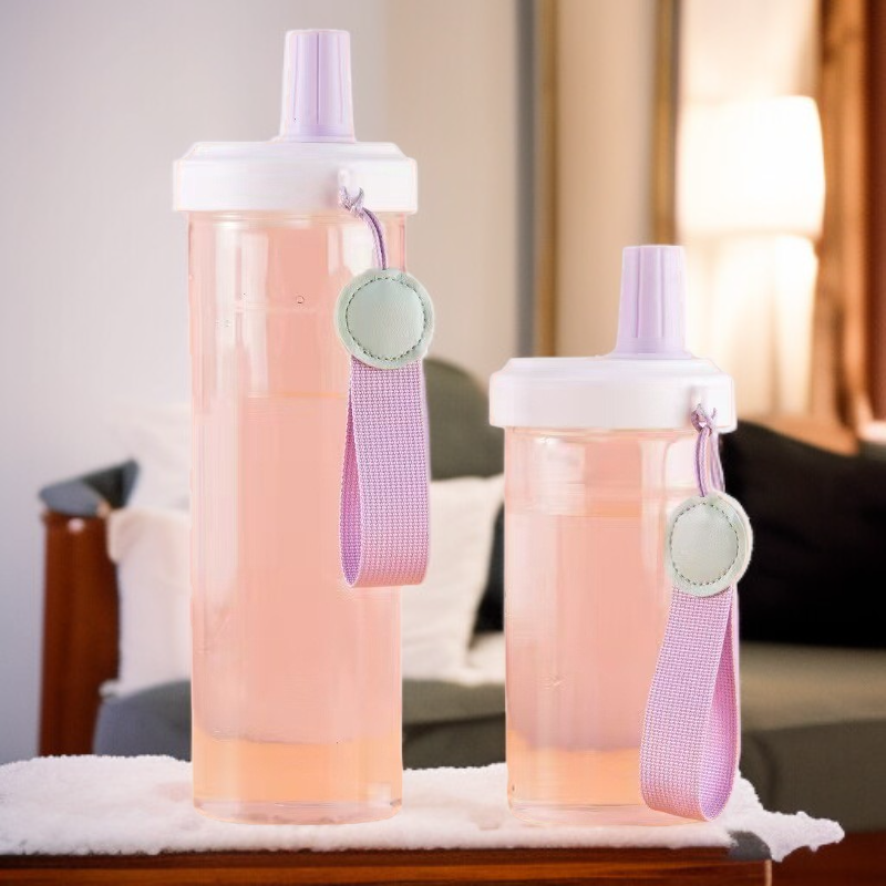 كوب ماء شفاف قابل للحمل بيد للطلاب، عالي الجمال، مناسب للصيف