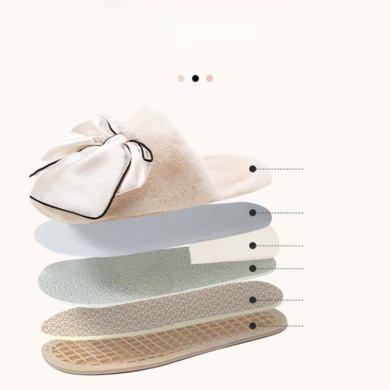 리본이 달린 솜털 슬리퍼