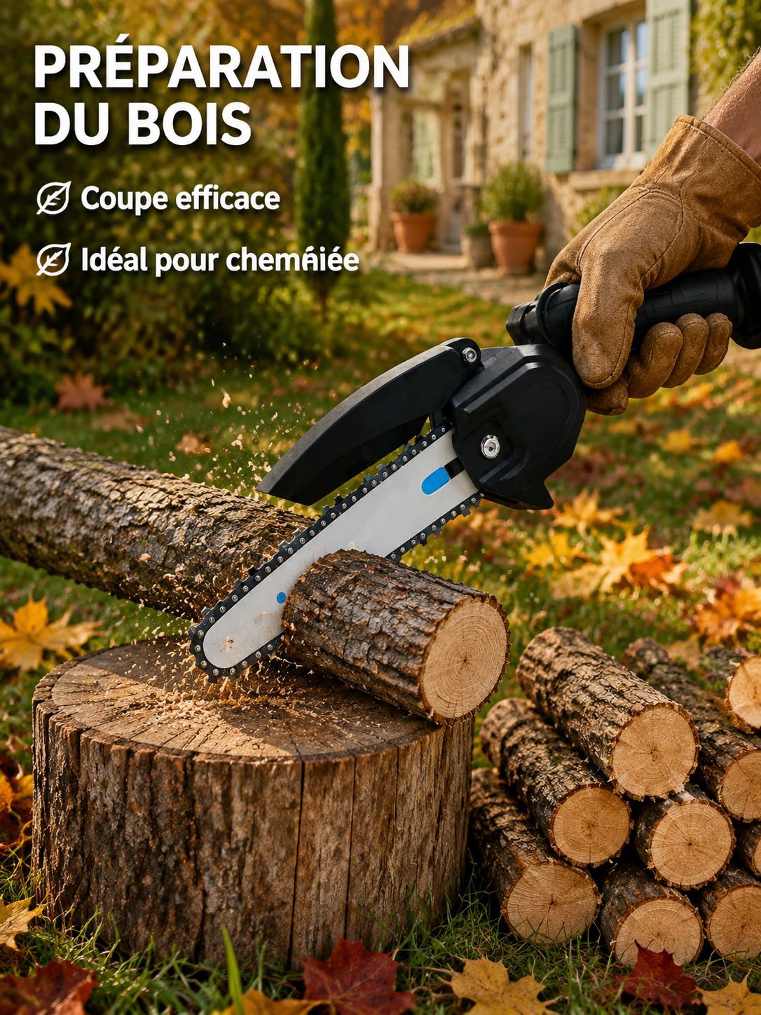 Scie électrique de bûcheronnage pour usage domestique