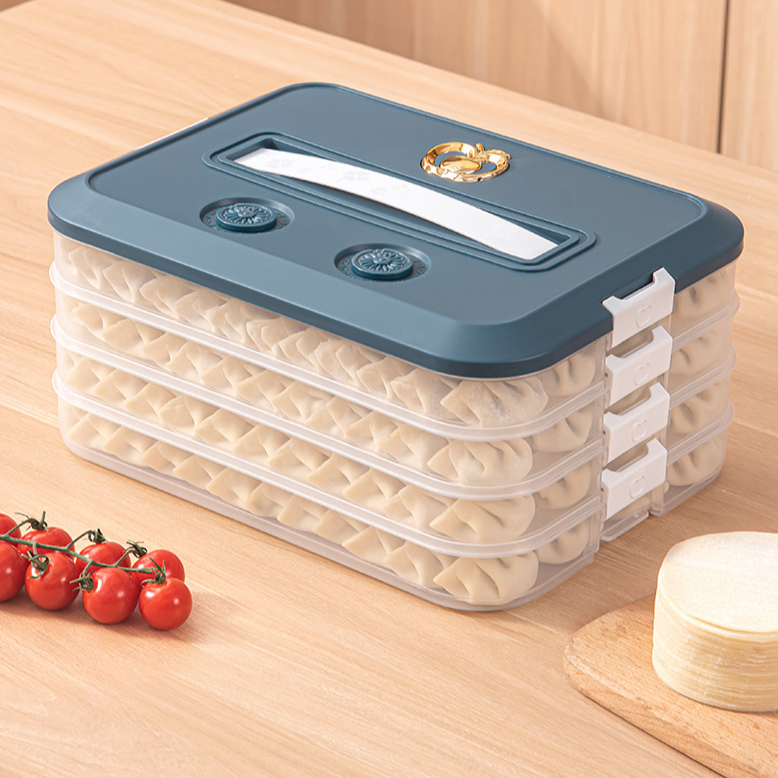 Großer, mehrlagiger, tragbarer, transparenter Frischhaltebox für Kühlschrank und Dumplings