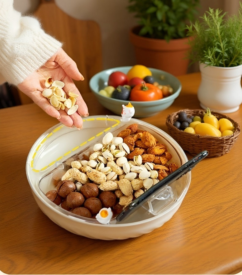 Close-up of the fruit plate's draining holes